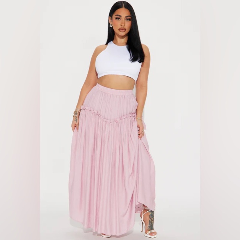 Fashion Nova Lily Maxi Skirt Pink 1X